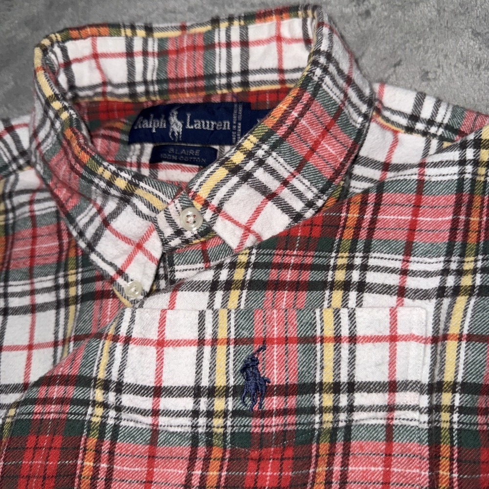 Polo Ralph Lauren Men's XL Blaire Flannel‎ Plaid Short Sleeve Shirt Vintage Y2K
